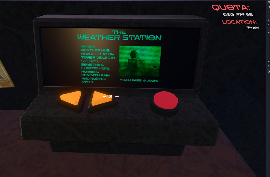 Level Select Terminal on the train (Weather Station selected)