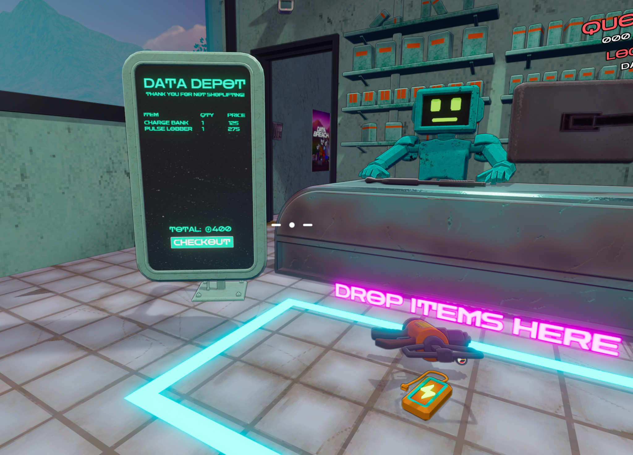 Price screen showing items, quantity, and price with checkout button