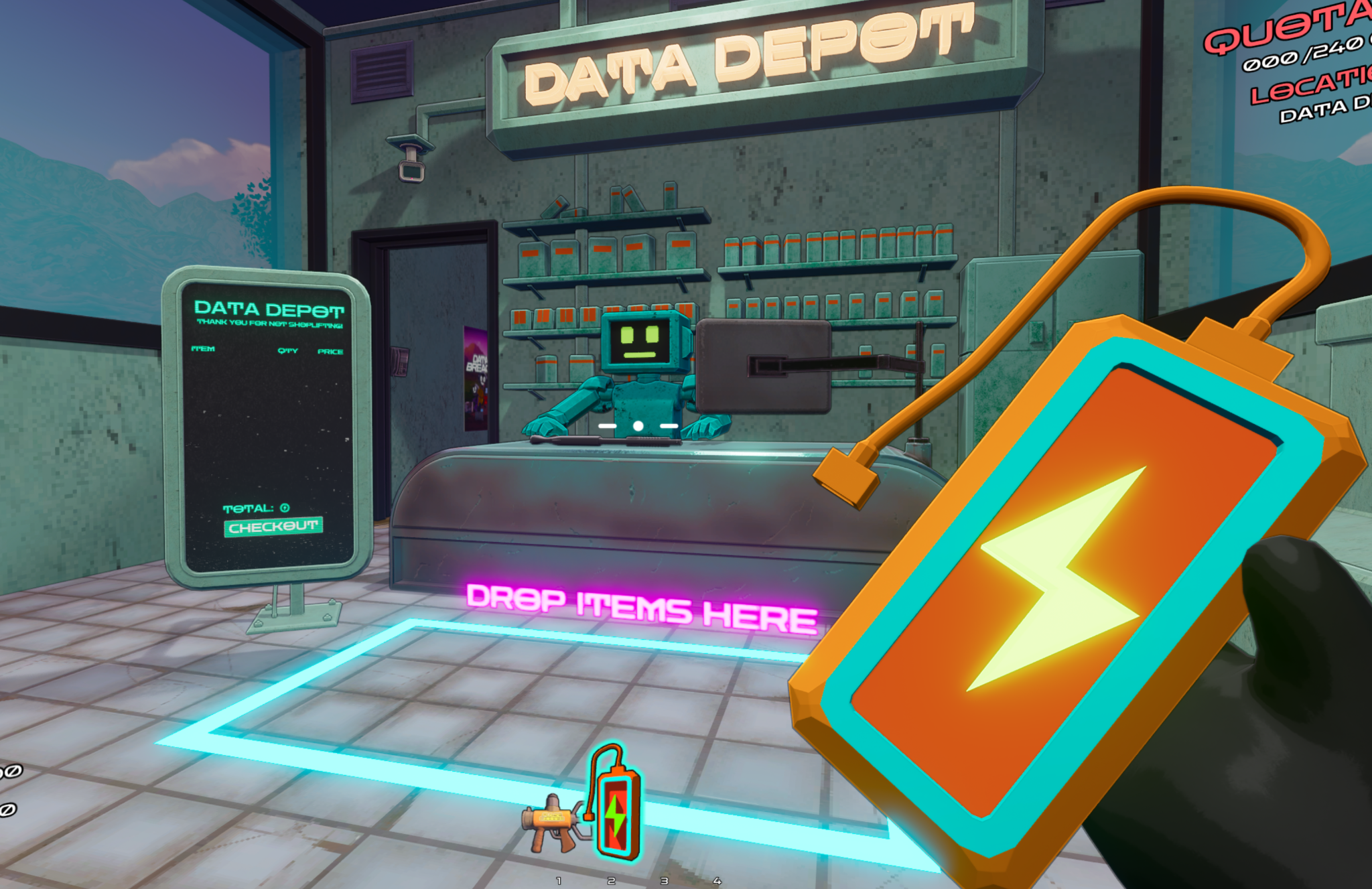 Data Depot checkout area with drop items here highlighted